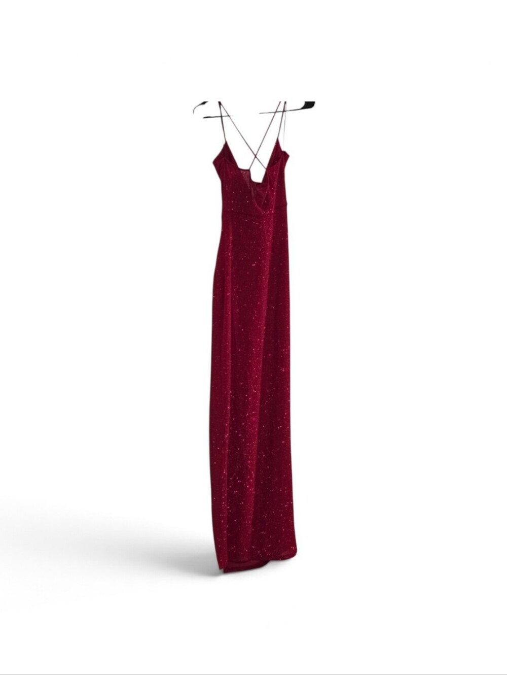 Elegant  Red Sparkle Slip Maxi Dress
